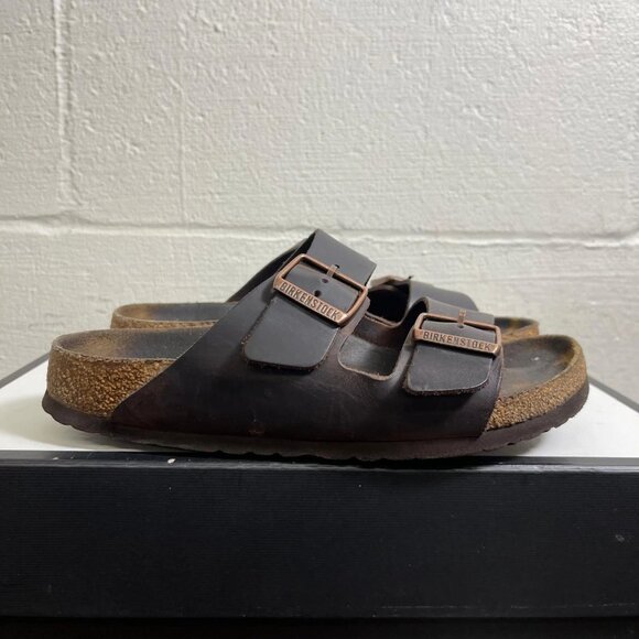 Birkenstock Arizona Black Leather Slide Sandals Slip On Womens 38 EU/7 US Narrow - Picture 3 of 10